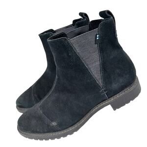 TOM'S! BLACK GENUINE SUEDE LEATHER BOHO CHIC ANKLE BOOTS, SLIP-ON EASY! SZ 7M